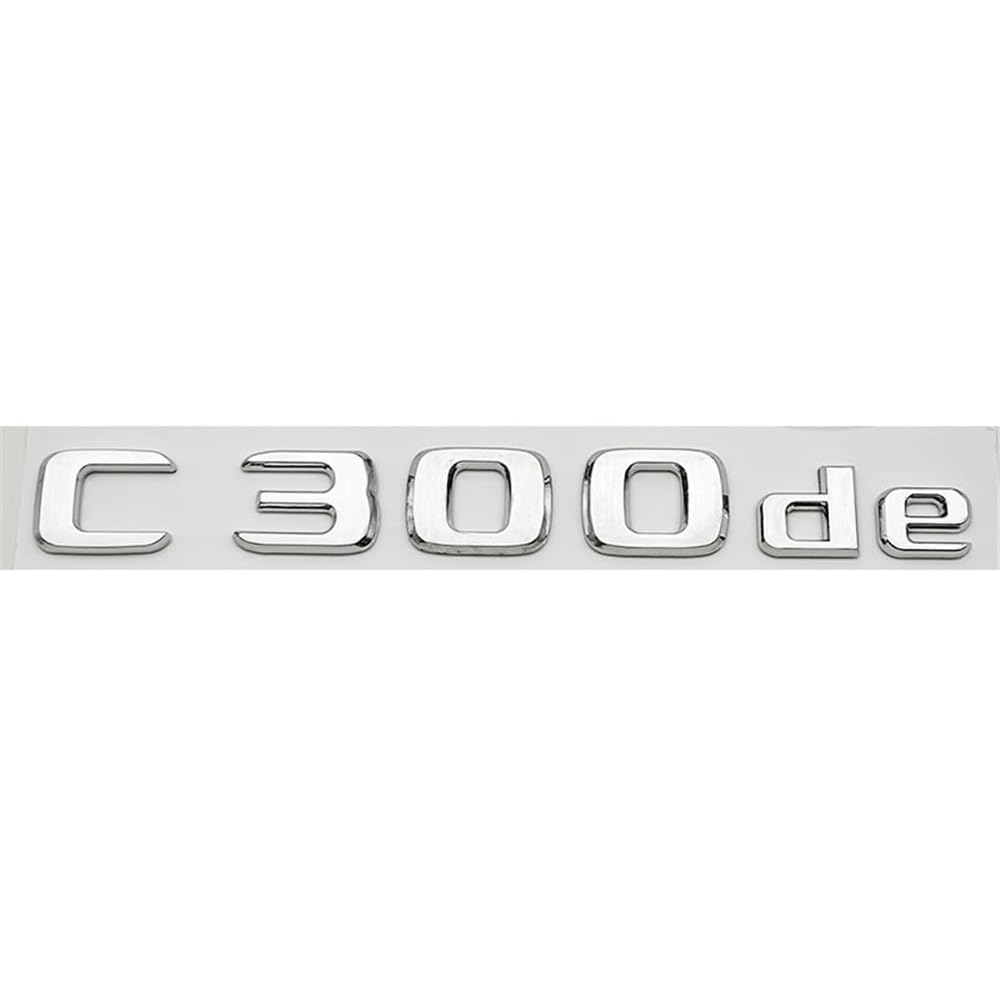 TVAAGHBCBR ABS Car Letters Logo C300de Badge Sticker Rear Trunk Emblem Decals Compatible With Mercedes Benz C300de W205(C300de Chrome)