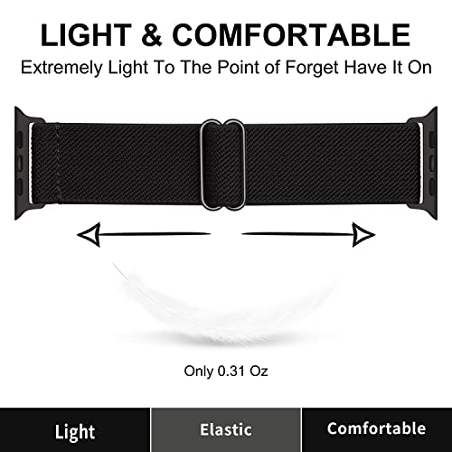 Image of VEMIGON Stretchy Band Compatible with Apple Watch Strap 46mm 45mm 44m 42mm 49mm 41mm 40mm 38mm, Adjustable Nylon Braided Solo Loop for iWatch Series 11 10 9 8 7 6 5 4 3 2 1 SE3 SE2 SE Ultra (No Watch)