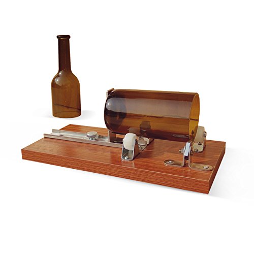 Bottle Cutter, Beer Wine Glass Bottle DIY Cutter Machine Cutting Tool Kit, Recycles Wine Bottles for Making Creative Gifts Candle Holder Vases Ornaments Madera stainless steel Marrón, by LC Prime