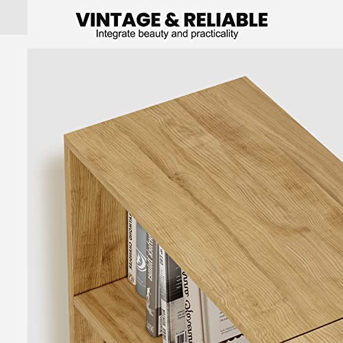 Giantex 6 Cubes Bookcase, 3-Tier Wood Freestanding Short Horizontal Bookshelf, Modern Storage Cubes Organizer Cabinet For Living Room, Kids Room #TOP4