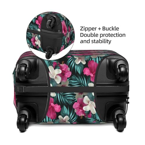Tropical Summer Floral Pink White Flowers Elastic Travel Luggage Covers Dustproof Scratch-Resistant Suitcase Protector Fit 22-24 Inch2