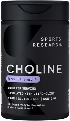 Sports Research® Extra Strength Choline 800mg, 60 Liquid Capsules...
