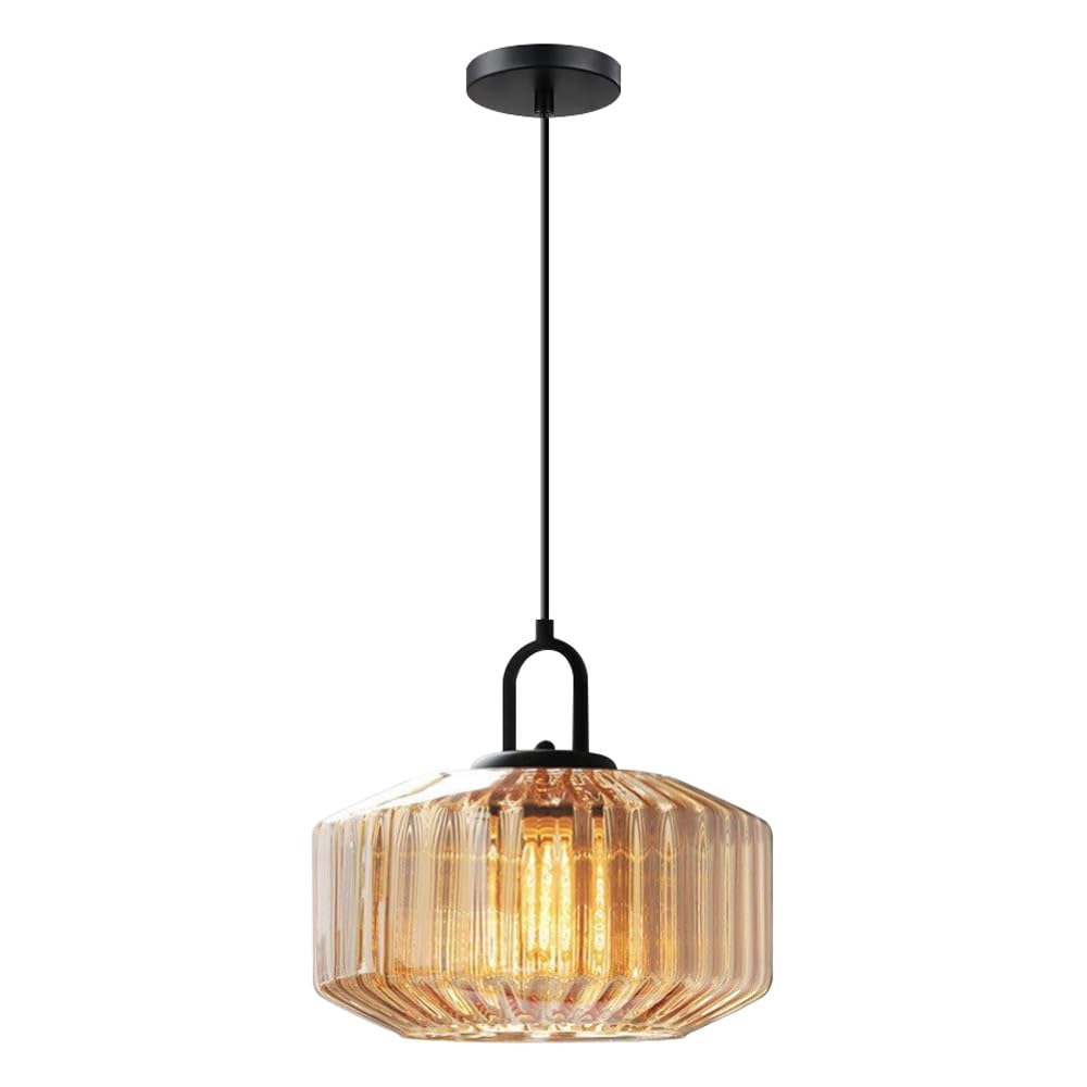 KXKLGWHN E26 Light Source Glass Chandelier, Flush Mount Single Head Hanging Light, French Industrial Style Pendant Lamp, Dining Room Corridor Bedroom Decorative Lighting Fixtures