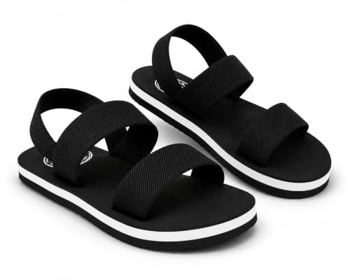 Image of Men's Double Strap Sandals with Soft Footbed, Black