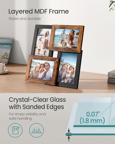 SONGMICS-4×6-Collage-Picture-Frames-Family-Photo-Collage-Frame-Set-of-4-for-Wall-Decor-Glass-Front-Wall-Hanging-or-Tabletop-Ash-Black-and-Rustic-Brown SONGMICS 4×6 Collage Picture Frames Family Photo Collage Frame Set of 4 for Wall Decor Glass Front Wall Hanging or Tabletop Ash Black and Rustic Brown