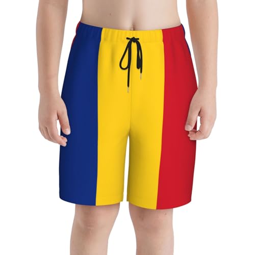 Flag of Romania Youth Beach Pants, Soft and Breathable, with Drawstring Waist, Suitable for Sports and Leisure.3