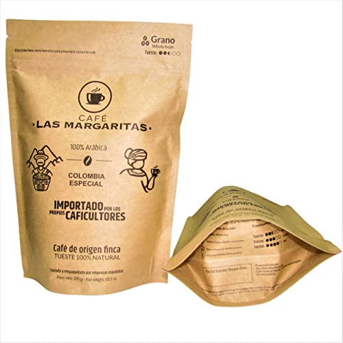Café TOSTADO GRANO |100% arábico "Las Margaritas" ® Origen finca COLOMBIA, cultivado a más de 1400 mts | Especialidad, 84pts SCA | notas chocolate y caramelo | 250gr - Imagen 4