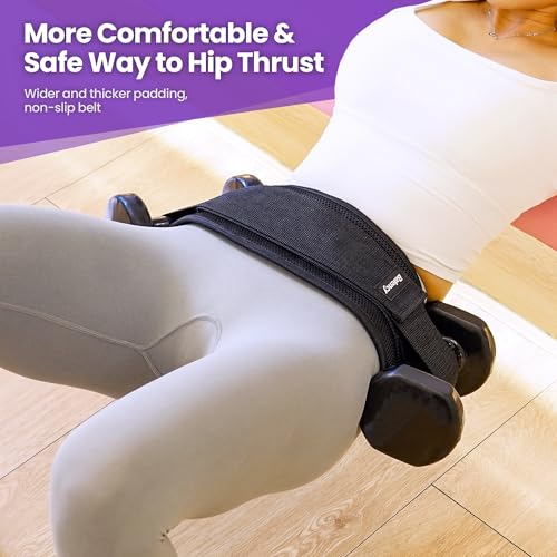 Hip Thrust Belt, Balency Hip Thrust Belt for Dumbbells Heavy, Booty Belt for Hip Thrust, Slip-Resistant Padding Hip Thrust Belt for Gym or Home Workouts, Hip Thrust Band for Dumbbell Kettlebell Plate