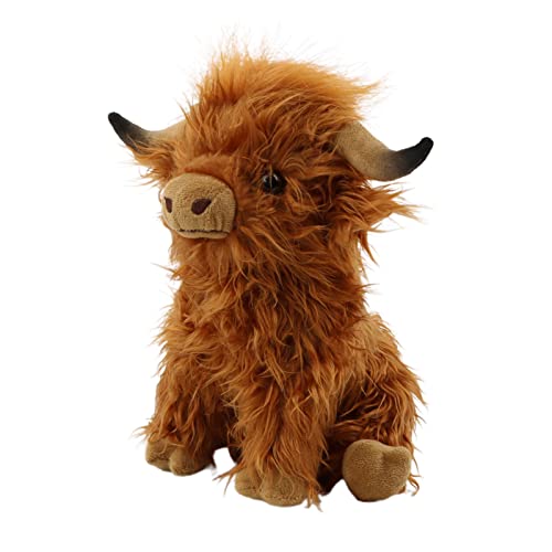 Western Highland Cow Plushes Toy Stuffed Animal Realistic Shaggy Cow Toy For Kids Birthday Gift (Brown, 10Inches) #TOP2
