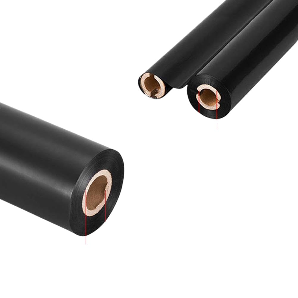 Nastro Termico Trasferimento Cera Nero 60mm Larghezza 300m Lunghezza Nucleo 25mm Confezione da 2 Per Stampante Etichette Codice a Barre