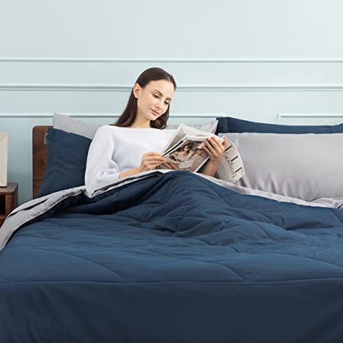 Bedsure Navy Full Size Bed In A Bag - 7 Pieces Reversible Comforter Set Full Bed Set With Comforters, Sheets, Pillowcases & Shams, Full Bedding Sets #TOP5