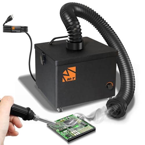 M-T Solder Fume Extractor, 243 m³/h Strong Suction, 3-Speed Low-Noise Smoke Absorber for Soldering, Laser Engraving, DTF Printing and DIY Welding