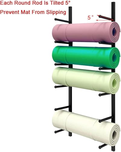 Aufbewahrungsregal für Yogamatten, Wandhalterung, Metallständer für Fitnessstudio, Workout-Raum, Schaumstoffrolle und Mattenhalter, platzsparende Lösung