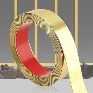Glossy Gold Peel and Stick PVC Molding Trim, Flexible DIY Wall Accent Strip for Mirror Frame, Cabinet, Edges & Borders and Tiles (197”L x 1.6”W)