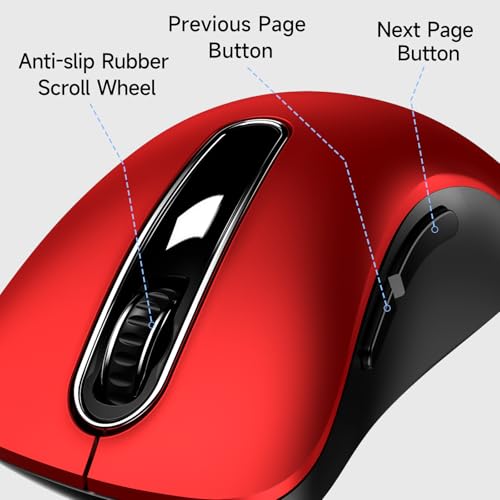 memzuoix Wired Mouse, USB Computer Mouse 1400 DPI Mobile Optical Mouse Ergonomic Design Computer Mice with 5FT Cord for Laptop, PC, Desktop, MacBook, 5 Buttons (Pomegranate Red) M-697-red-HLY-JP の商品画像 2
