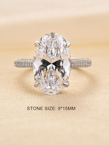 6.5CT Elongated Oval Cut Engagement Ring for Women, 925 Sterling Silver 5A Cubic Zirconia Simulated Diamond Promise Ring2