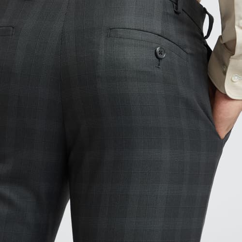 Image of Raymond Men Slim Fit Checks Pattern Polyester Blend Flat Front Formal Trouser