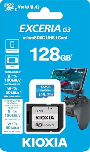 KIOXIA 128GB Exceria G3 Micro SDXC U1 V30 A2 4K 160/50MB/sn Hafıza Kartı (SD Adaptörlü) - Görsel 3