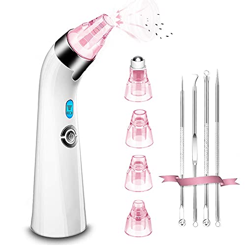 Blackhead Remover Pore Vacuum - Upgraded Electric Pore Cleaner Blackhead Removal Tool with 5 Adjustable Suction Power and 4 Suction Probes, USB Rechargeable Pore Vacuum Removal for Blackhead Whitehead