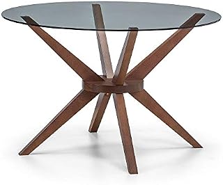 Julian Bowen Chelsea Small Dining Table, Walnut/Glass, 120cm