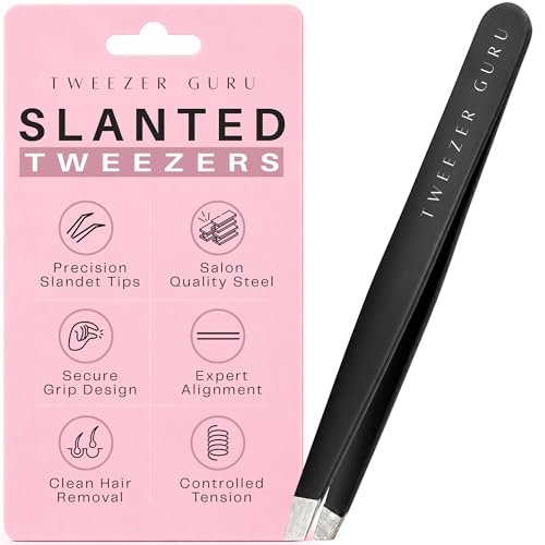 Tweezer Guru Precision Slant-Pointed Tweezers (Black)