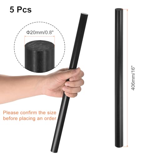 Image of uxcell 5 Pcs Black Plastic Rods 20 x 406mm ABS Styrene Round Stick Round Solid Bar DIY Model for DIY Toys Building Making Architectural Model Making