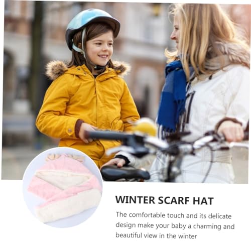 Didiseaon Adorable One-Piece Scarf Hat Set with Cute Ears Warm and Soft Winter Accessory for Girls for Daily Wear and Outdoor Activities Pink4