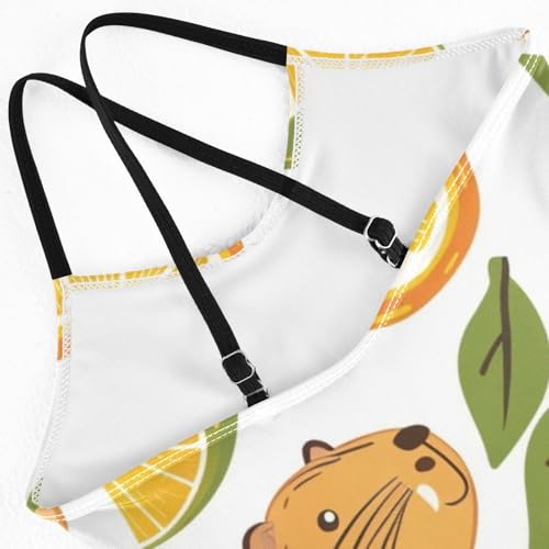 Image of Girls Swimsuit Little Cute Cat and Ice Cream One Piece Swimwear