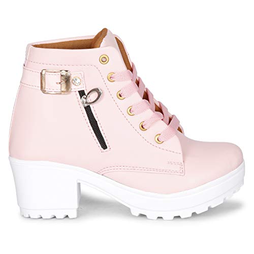 Image of KRAFTER Women's Tan Buckle Boots - Stylish Faux Leather High Ankle Boots for Winter & Casual Wear - Comfortable & Durable