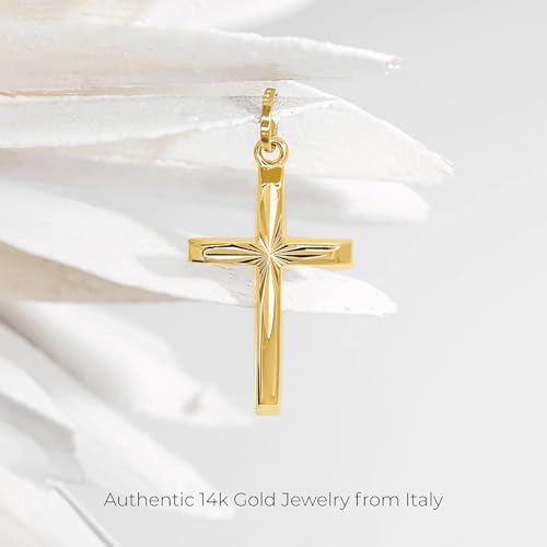 forme di Lucchetta - Small 14k Yellow Gold Christian Catholic Cross Pendant Charm from Italy4