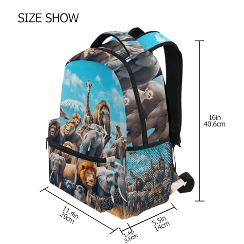 Group Of African Animals Backpack 3rd 4th 5th Grade School Bookbag Travel Laptop Daypack Bag Purse for Boys Girls Teens2