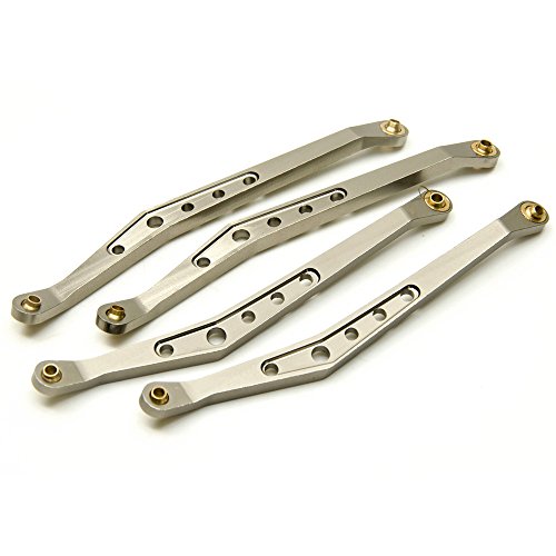 Que-T 8 Pcs Aluminum Linkage Rod Arm Set/Upper And Lower Suspension Links Set Of 8 For 1/10 Axial Wraith 90018 Rc Truck (Titanium, Type A) #TOP4