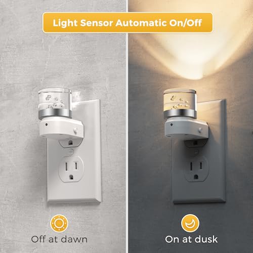 Image of L LOHAS LED Night Lights Plug into Wall, 2 Pack 3000K /4000k /5000K Adjustable Color Temperature Bubble Night Light, Dusk to Dawn Sensor for Hallway, Bathroom, Rooms