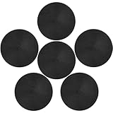 eQFeast Round Braided Placemats 15 Inch Woven Place Mats Set of 6 for Dining Table Washable Non-Slip Table Mats, Black