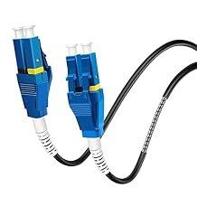 Uniboot LC to LC Armored Fiber Patch Cable, Single Mode Duplex Fiber Optic Cable Jumper Optical Patch Cord, 9/125um, OS1/OS2 Compatible, LSZH Black, 1m