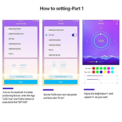 Sp110 Led Hue Ws2812b Controller, 4-Pack Sp110e LED Bluetooth Ws2811 Controller 5-24V, iOS/Android App Wireless Remote Control for WS2812 SK6812 SK6812RGBW RGB Strip Lights