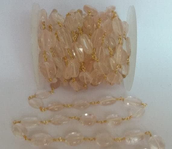 Chaîne de quartz rose naturel anti-ternissement avec fil plaqué or 24K pour bijoux durables