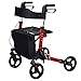 TF Dual-Purpose Brems Mobility Walker, Laufgestell Faltbare Und Adjustable, Advanced Einkaufswagen Aluminium Vierrädrigen Motorroller Training for Erwachsene Rollator (Color : Red)