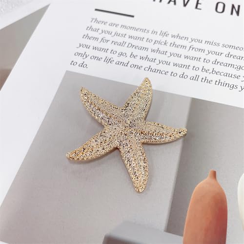 Vintage Starfish Brooch for Women Men Ladies Gold Plated Charm Sea Star Lapel Pin Party Dance Banquet Dress Suit Clothes Accessories Summer Ocean Beach Jewelry2