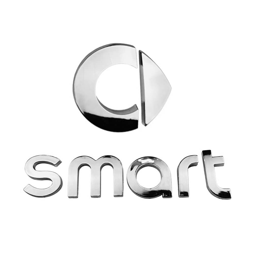 Auto Decalcomanie Adesivi per Smart 451 453 fortwo forfour, Auto Badge Logo Stemmi e Decorazioni Logo Lettera, Car Body Logo Sticker Decal, Auto Esterni Adesivi Car Styling,B Glossy Silver