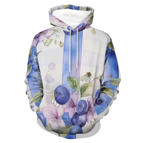 Sweat à capuche rayures myrtille aquarelle hoodie unisexe taille S