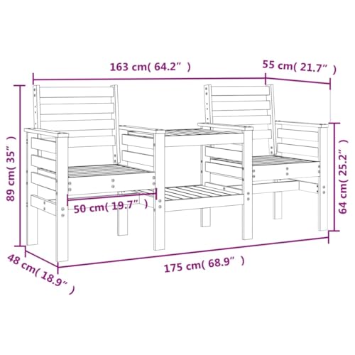 Banco de jardín con mesa robusto en madera maciza premium 3
