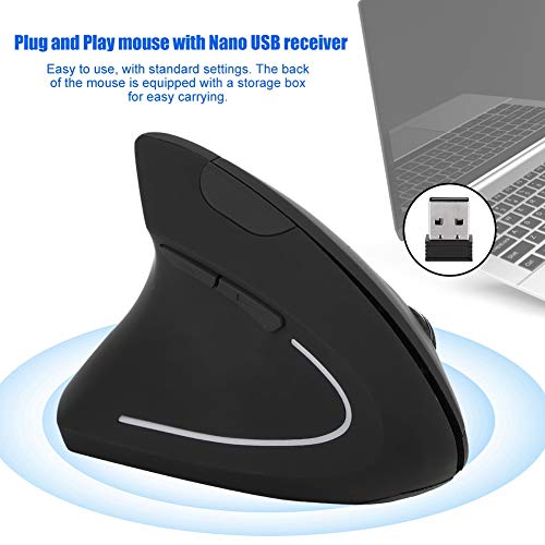 Linkshandige ergonomische muis, 2.4G verticale draadloze muis, optische muizen met USB-ontvanger, ontworpen voor linkshandigen, geschikt voor laptops, pc's, laptops, computers, voor MacBooks - Afbeelding 6