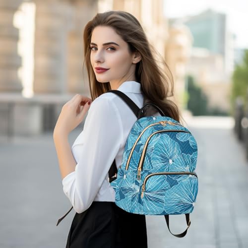 Mochila de viaje Bold Line Leaf Geranium Cyan Blue de alta calidad 12.5" 6