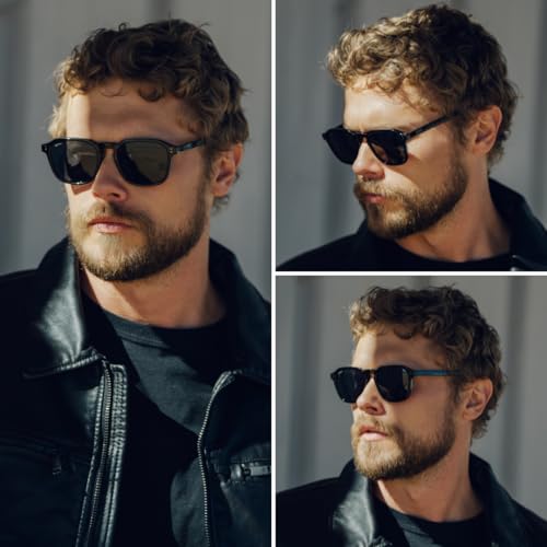 Image of WearMe Pro Men's Polarized Square Sunglasses - Wide Fit, Retro Style, UV400, Lightweight Frame for Driving & Daily Wear
