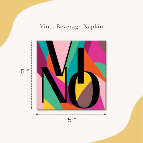 Image of Punch Studio 30-Count Disposable Paper Decorative Cake /Cocktail Party Napkins, 5 inch Square, Vino