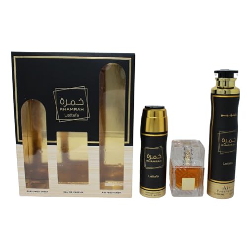Lattafa Khamrah 3.4 Edp U+ 10.1 Air Freshner+ 6.7 Body Spray (128607)