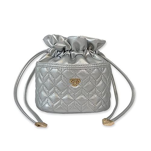 Ultra Jewelry Case – Travel Jewelry Organizer Convertible to an Evening Bag with 10 Clear Removable Pouches, 2 Snap Side Pockets & Drawstring Closure – Featured in Oprah’s Favorite Things (Silver)