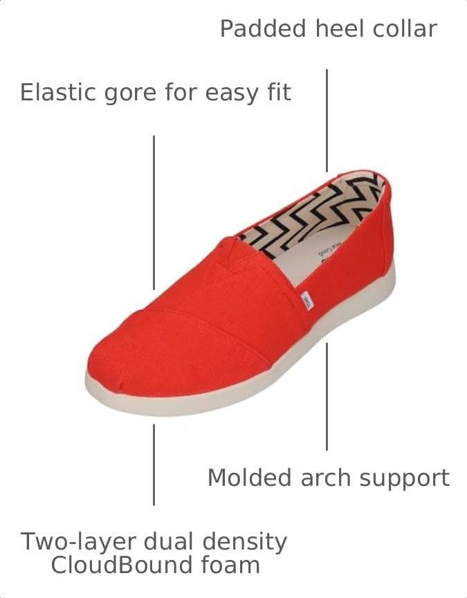 Image of TOMS Women's Alpargata Plus Slip On Espadrille, Textile Upper, Relaxed Fit, CloudBound Insole, Stretchy Easy On and Off
