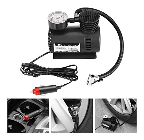 Compressor De Ar 12v 300 Psi Automotivo com 3 Bicos Adaptadores para Pneu de Carro Moto Bicicleta Bo